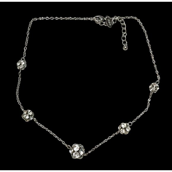 Y2K American Eagle Outfitters Silver Rhinestone Ball Necklace - Picture 1 of 8